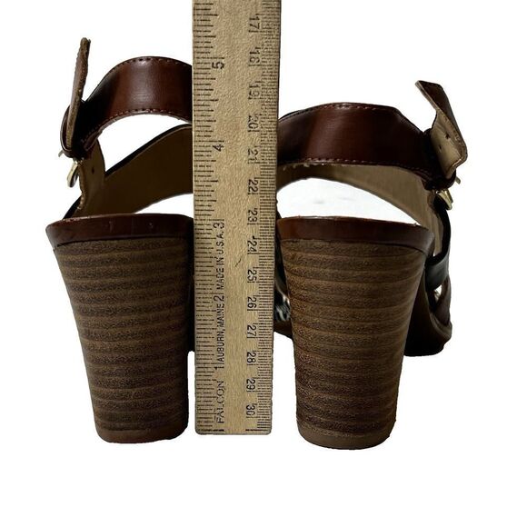 Naturalizer N5 Comfort Womens 8M Wood Heel Sandal Colorblock Sling Back Peep Toe - Picture 9 of 11